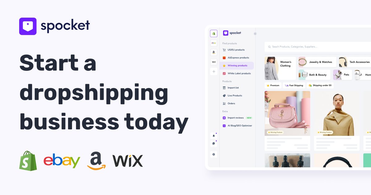 BARYNews's tweet card. Spocket allows you to easily start dropshipping top products from US and EU suppliers. Get started for free and see why Spocket consistently gets 5 stars.