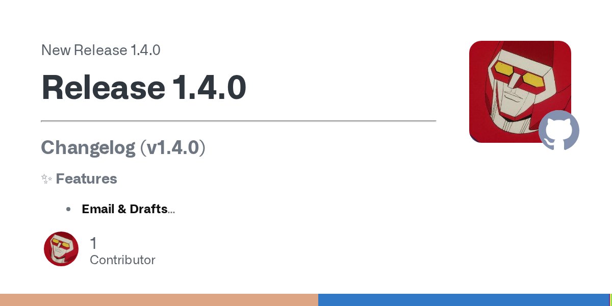 rustmailer's tweet card. Changelog (v1.4.0) ✨ Features Email & Drafts Added REST endpoint POST /append-reply-to-draft/:account_id and gRPC method for creating reply draft emails with proper References / In-Reply-To ...