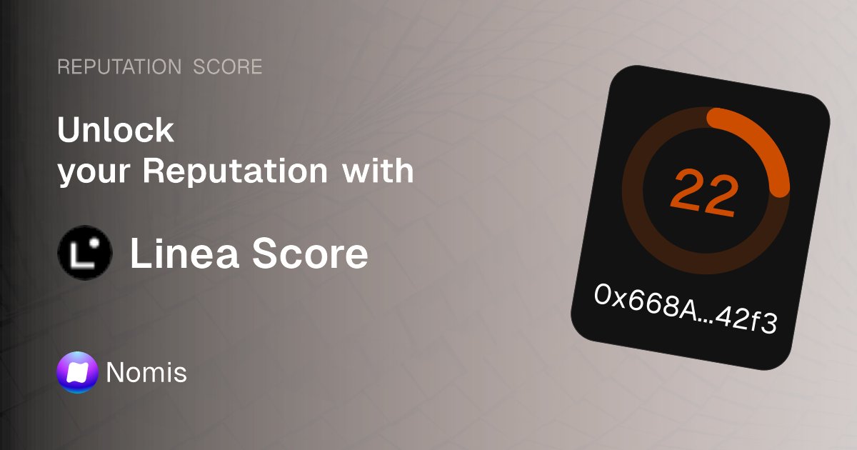 WawelskiM's tweet card. Leverage Linea onchain reputation at your fingertips. Mint onchain score now to become eligible for drops, get personalized offers, discounts and more.