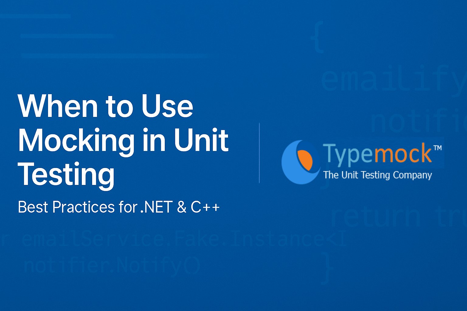 typemock's tweet card. Learn when to use mocking in unit testing and when not to. Practical tips for .NET and C++ developers using Typemock Isolator and Isolator++.