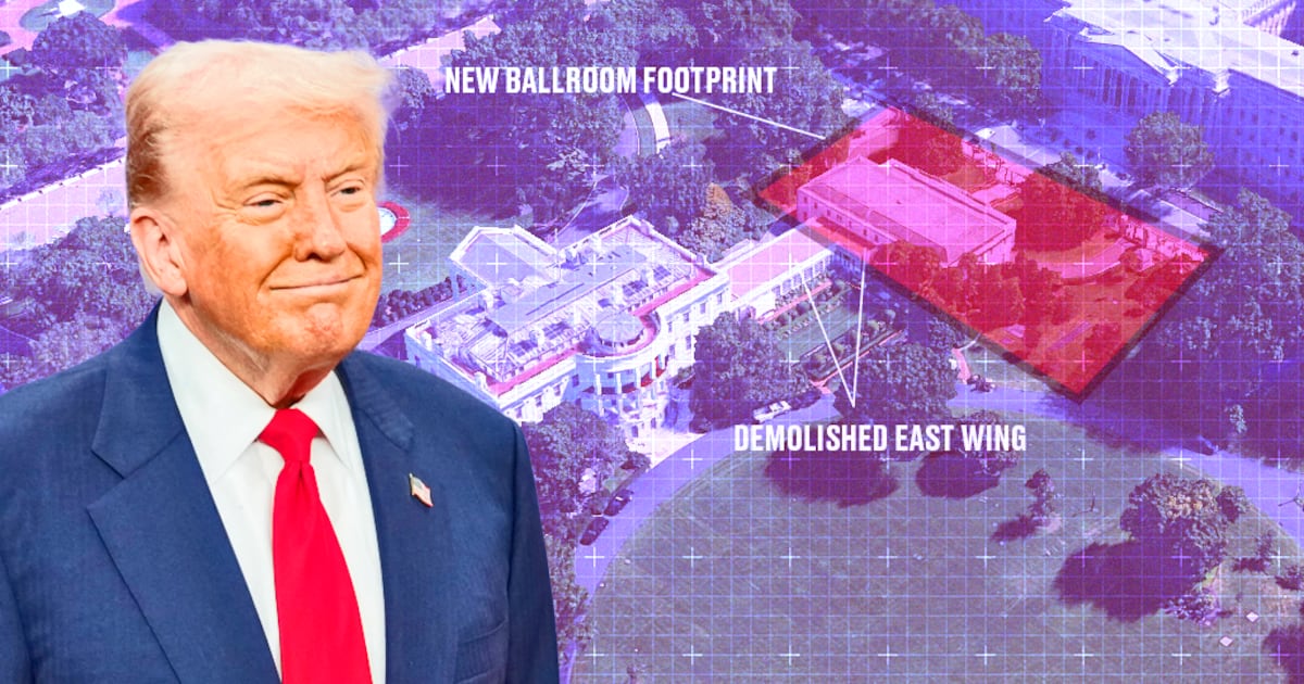 DocMac's tweet card. Two misaligned windows and a set of stairs leading into a wall are just some of the quirks in the glitzy new ballroom.