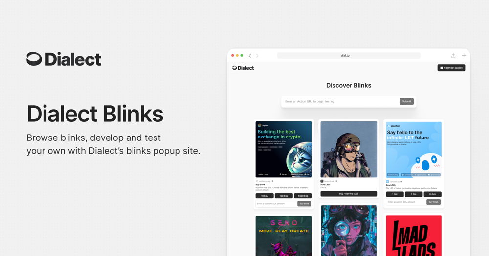 NebX_team's tweet card. Test & Share your actions with Dialect's Blinks