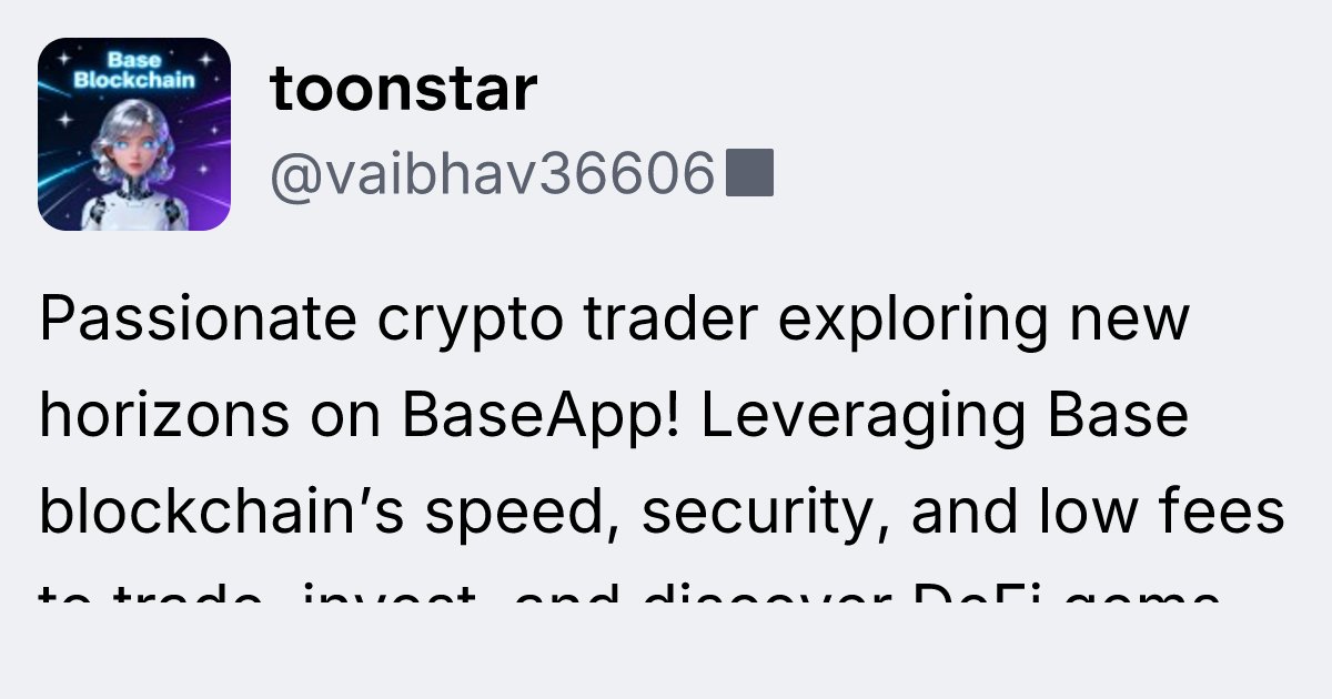 vaibhavsingh634's tweet card. toonstar (@vaibhav36606) • Base App