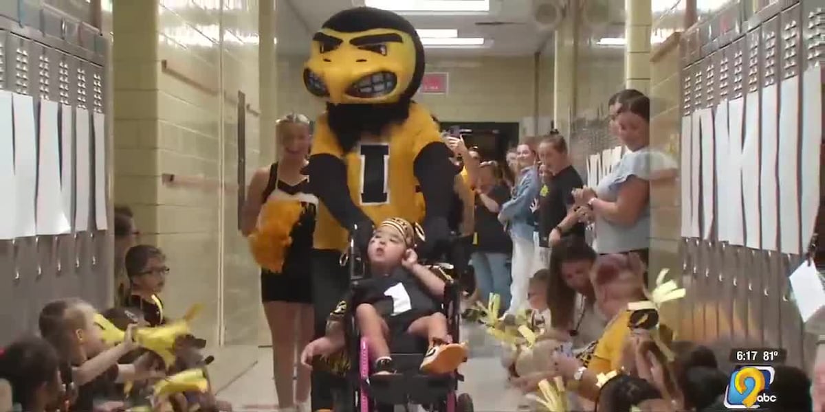 KCRG's tweet card. This Saturday, the university will honor Gwendolyn’s strength and resilience as the Kid Captain for the Hawkeye’s matchup against UMass.