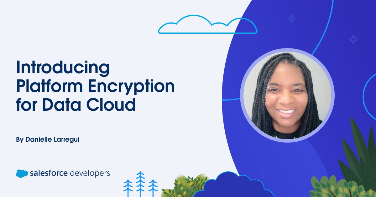 sfdcmindz's tweet card. Platform Encryption for Data Cloud allows developers to transparently encrypt their Data Cloud data with customer-managed keys, and is now generally available in all regions.
