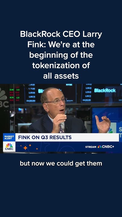 bestinslotxyz's tweet card. BlackRock CEO Larry Fink: We're at the beginning of the tokenization...