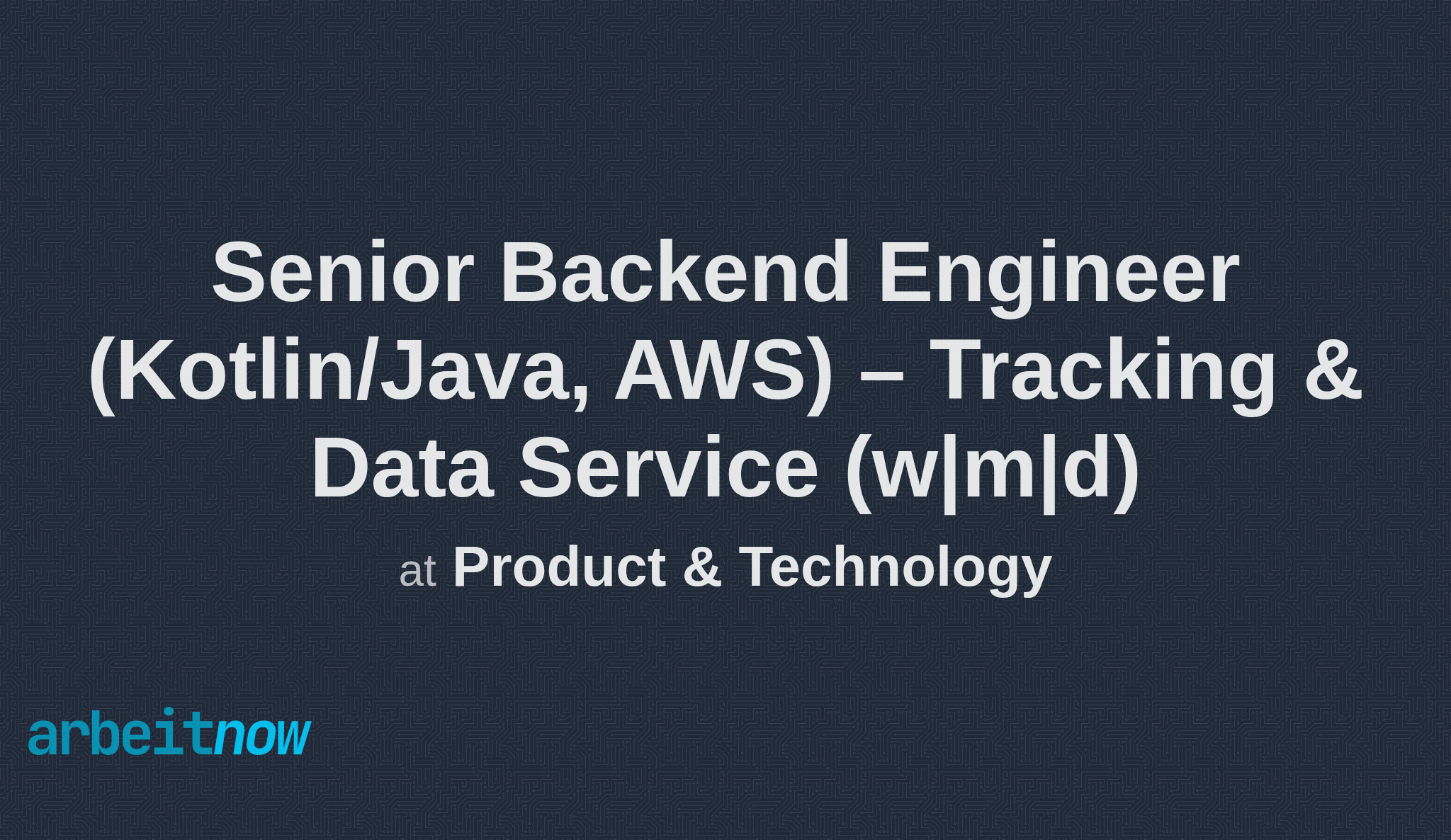arbeitnow's tweet card. Product & Technology is hiring a Senior Backend Engineer Kotlin/Java, AWS – Tracking & Data Service w|m|d in Berlin. Apply now on Arbeitnow.