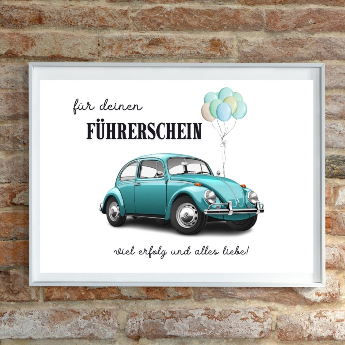 BlogItstimefor's tweet card. Geldgeschenk für Deinen Führerschein Printable A4 Poster | Geld für Auto | VW Käfer Oldtimer türkis...