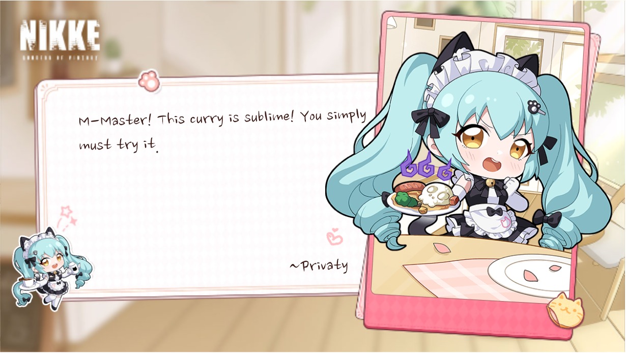 SunsetLunar5's tweet card. Enjoy dishes made by Nikke maids and get exclusive rewards!