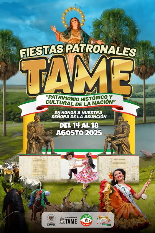 ElCirculoarauca's tweet card. Tame, Arauca, está listo para vivir diez días de música, deporte, fe y cultura llanera con motivo de las Fiestas Patronales 2025 en honor a Nuestra Señora de la Asunción, un evento que reunirá a la...