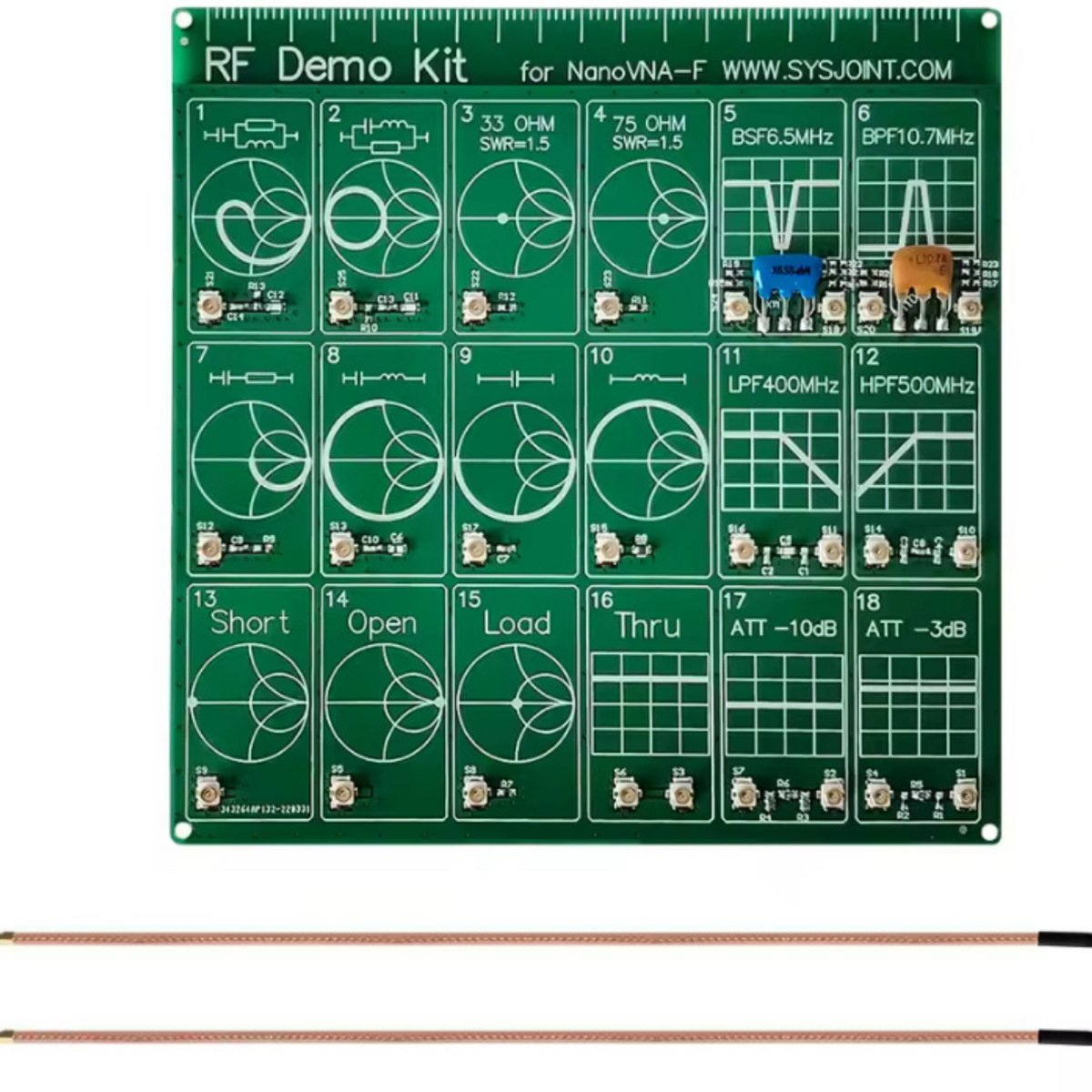 bits4bots's tweet card. RF Test board Vector Network Test Filter / Attenuator RF Demo Kit For NanoVNA-F WITH 2 CABLES. Smith Chart