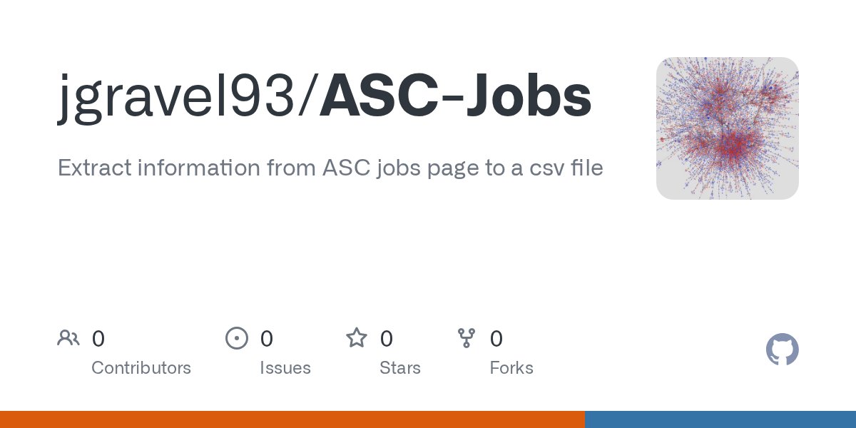 GravelJ's tweet card. Extract information from ASC jobs page to a csv file - jgravel93/ASC-Jobs