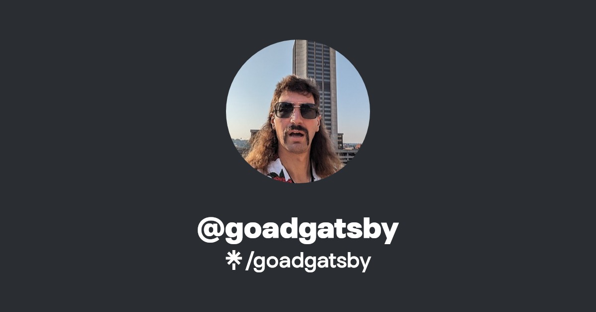 GoadGatsby's tweet card. Dystopian beat writer