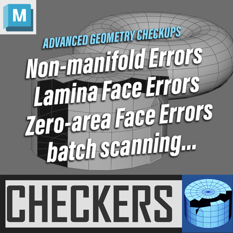 astroindustrial's tweet card. Shapeschecker™ is an indispensable tool for Autodesk® Maya®, built to scan, identify, and provide resolution procedures for three common geometry defe...