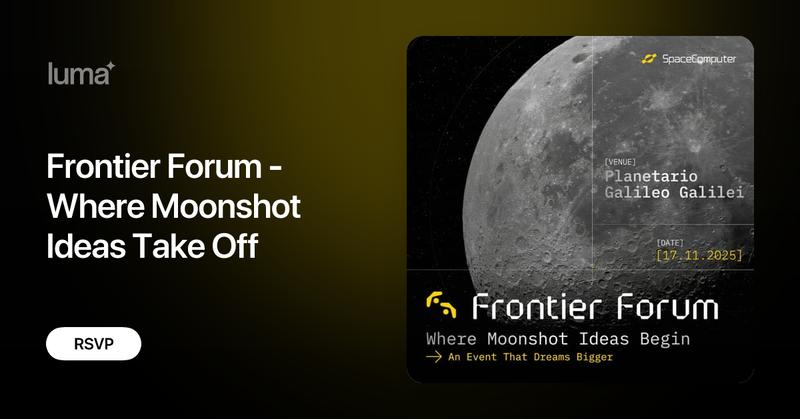 SpaceComputerIO's tweet card. An Event That Dreams Bigger Expect the unexpected. Frontier Forum aims to spark bold conversations and challenge conventional thinking within the blockchain…