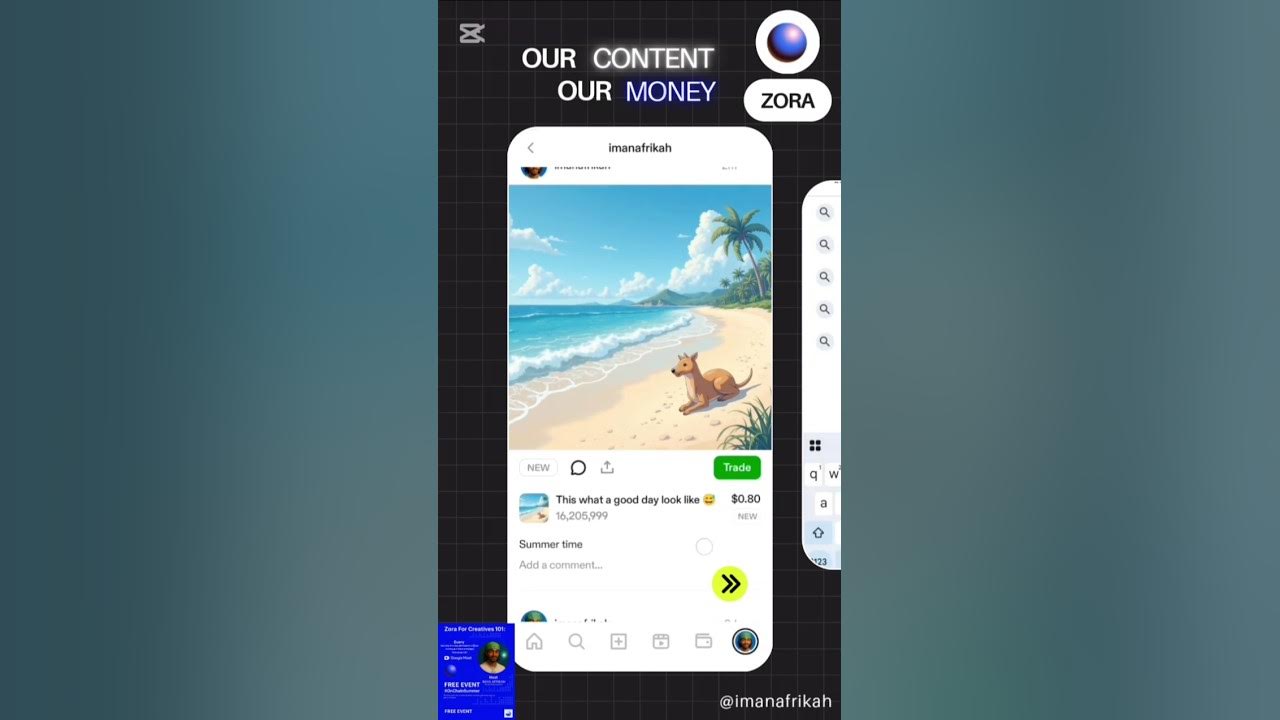 Imanafrikah's tweet card. Make money by posting your content Onchain through Zora #Base