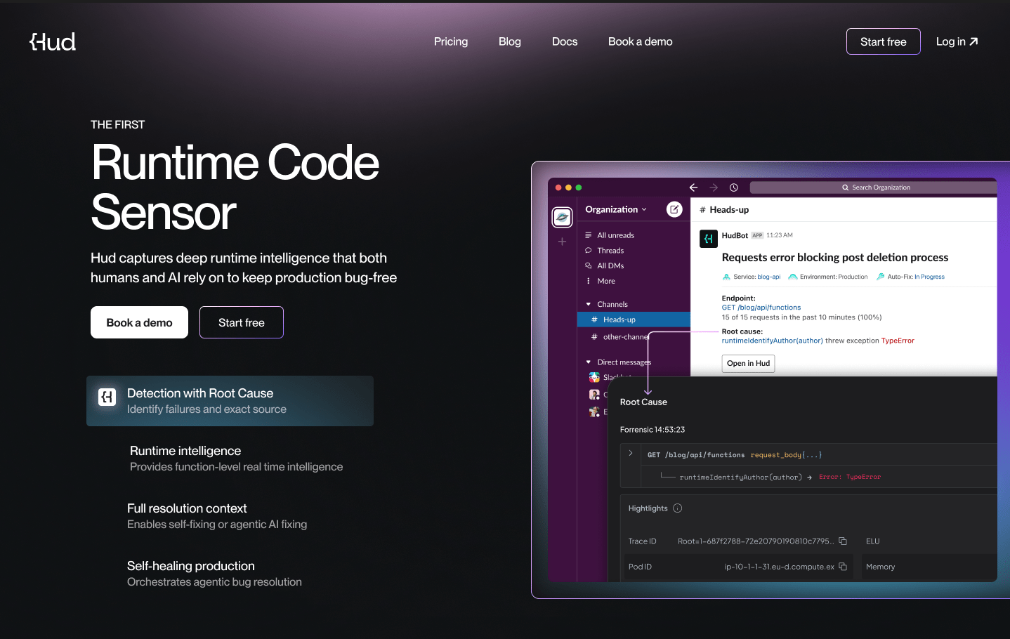 roee's tweet card. Know about production issues before they impact customers, directing engineers to the root causes in the code.