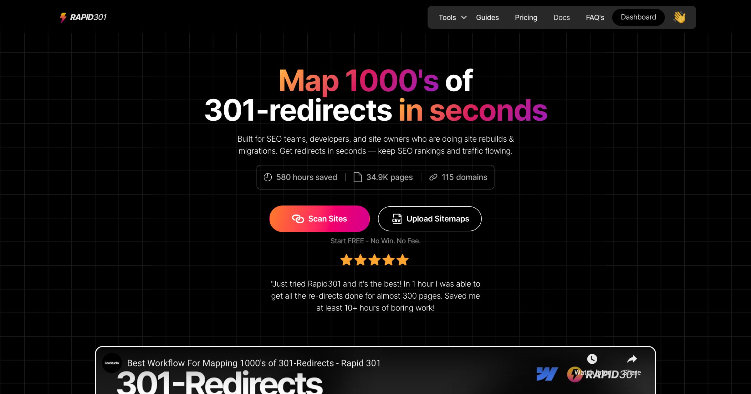 Lukebonnici1's tweet card. Rapid301 scans your current and staging sites and automatically creates 301-Redirects .csv and .htaccess files. Review and edit the output, then upload to your favourite CMS.