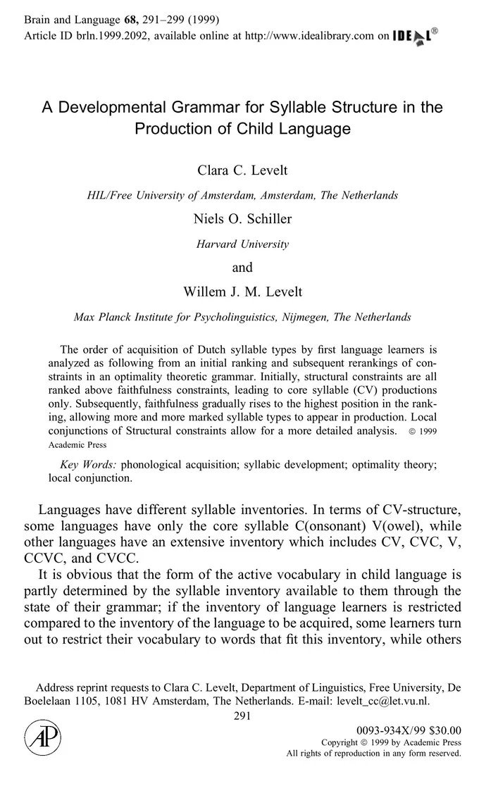 DocsDel's tweet card. The order of acquisition of Dutch syllable types by first language learners is analyzed as following from an initial ranking and subsequent reranki...