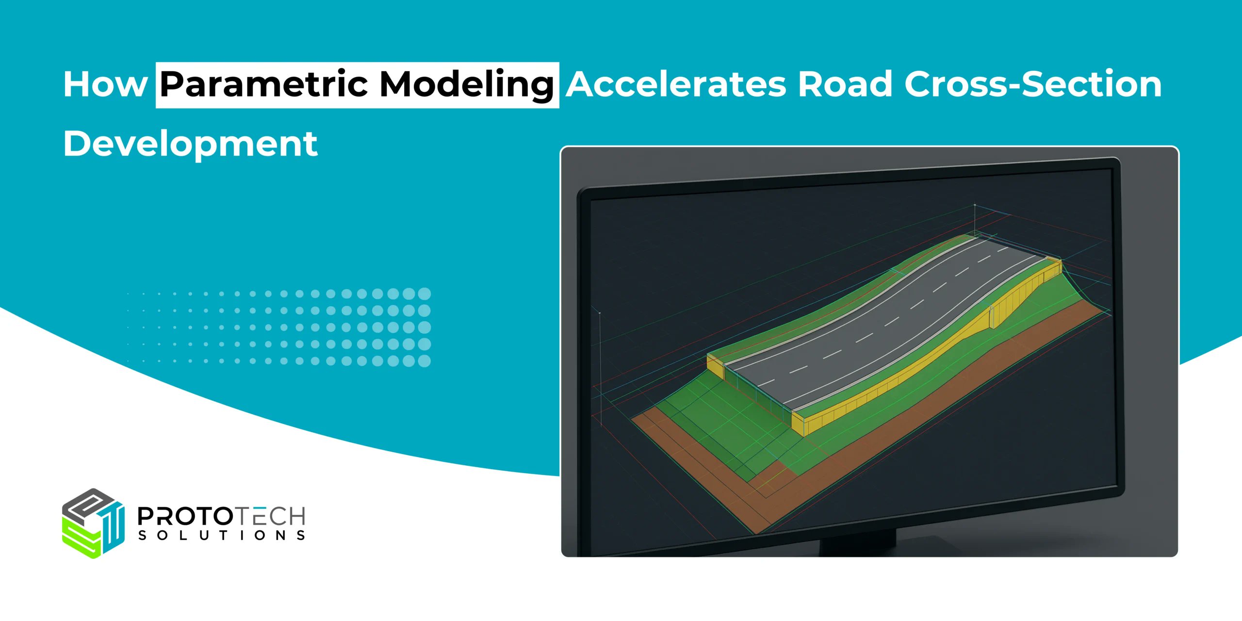 ProtoTechSoln's tweet card. Discover how Parametric Modeling in Road Design accelerates road cross-section development with faster grading plans, precise highway cross-sections, and seamless BIM integration for smarter infras...