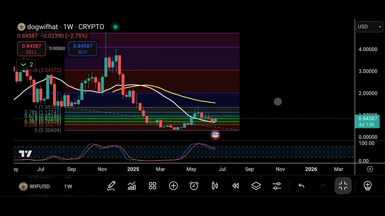 CRYPTOcINVESTOR's tweet card. WIF token price analysis JUNE 2025