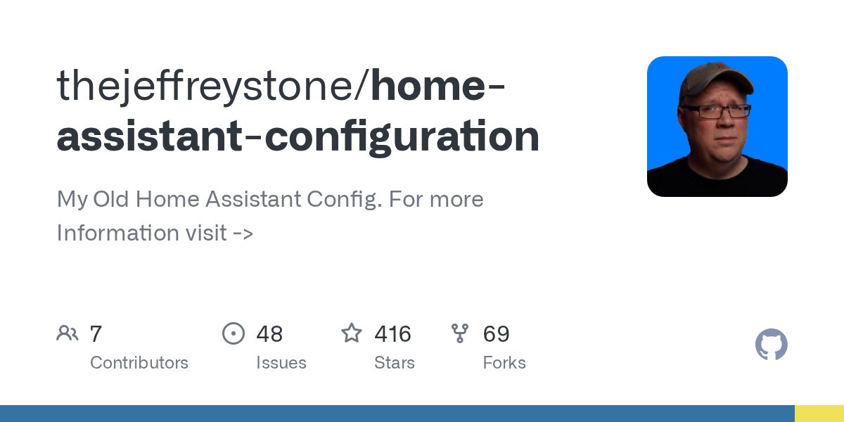 slackerlabs's tweet card. My Old Home Assistant Config. For more Information visit -> - GitHub - thejeffreystone/home-assistant-configuration: My Old Home Assistant Config. For more Information visit ->