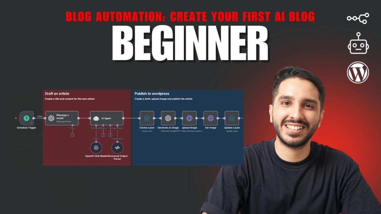 JHarilela's tweet card. n8n Beginner Tutorial: Automate SEO Blogging with AI