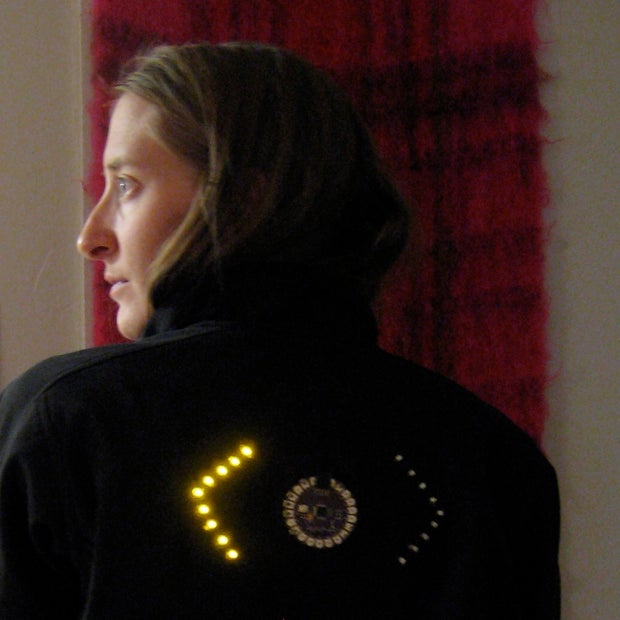 arduinobuch's tweet card. Turn Signal Biking Jacket: This tutorial will show you how to build a jacket with turn signals that will let people know where you're headed when you're on your bike. We'll use conductive thread and...