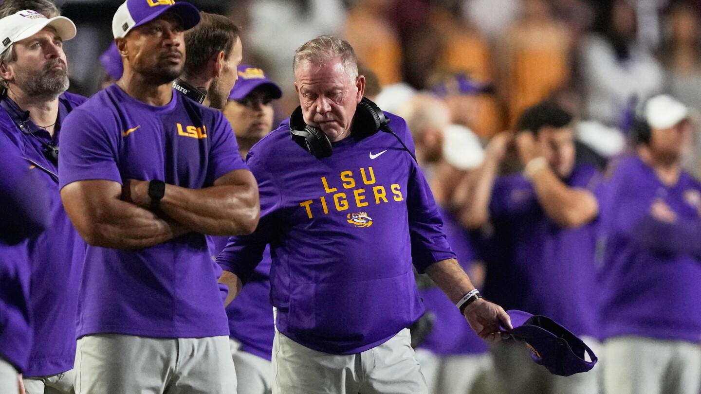AP's tweet card. LSU has fired coach Brian Kelly during the fourth season of a 10-year contract worth about $100 million.