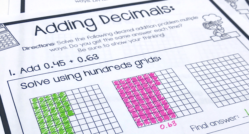 mathgeekmama's tweet card. Don't waste time on boring, tedious worksheets! This set of FREE adding decimals worksheets provides practice with multiple methods to deepen understanding.