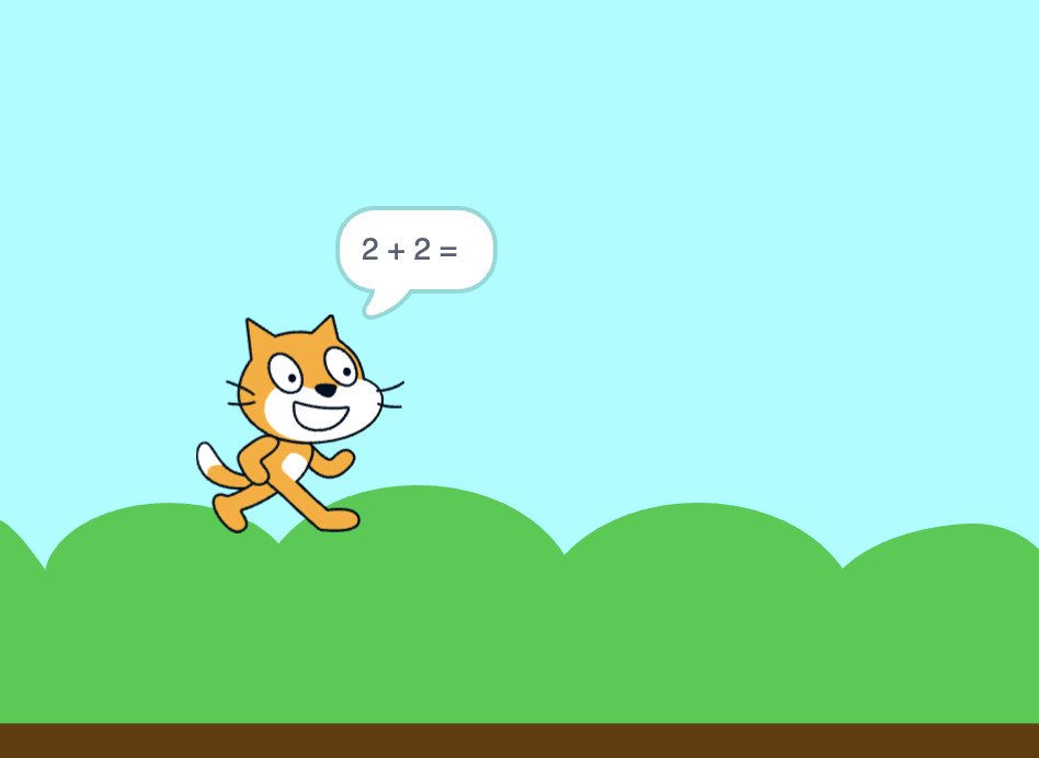 nekoppy_py's tweet card. 前回の「＋１」に引き続き、今回は「＋２」の足し算について作成しました。待機秒数や正解、不正解のコメントを変えるなど子供からの意見を聞きつつ改良しました。 おはずかしいながら、Scratch初心者なので間違えや改善点・アドバイスあれば教えてい