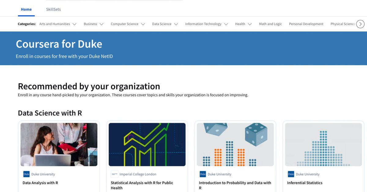 WorkingatDuke's tweet card. Explore 4,000+ Free Online Courses for Personal and Professional Growth | Duke Today