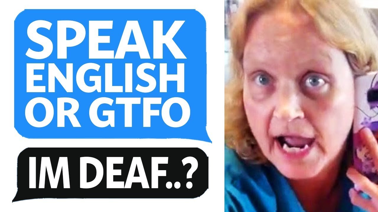 LivingBlindBlog's tweet card. Karen DEMANDS Me to Speak English, but I'm DEAF