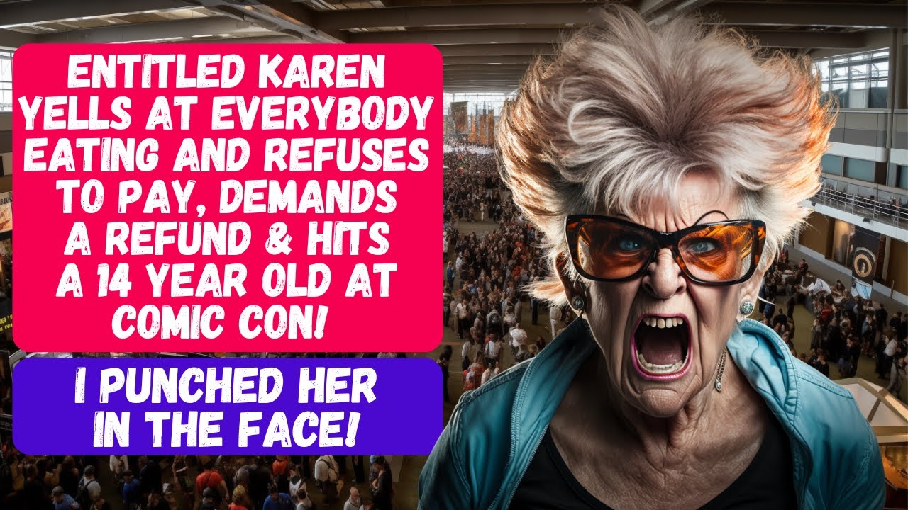 LivingBlindBlog's tweet card. ENTITLED KAREN YELLS AT EVERYBODY & HITS A 14 YEAR OLD AT COMIC CON!...