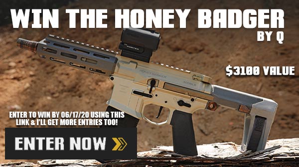 aaron_schell's tweet card. Win The Q Honey Badger Pistol w/ Franklin Armory Binary Straight Trigger