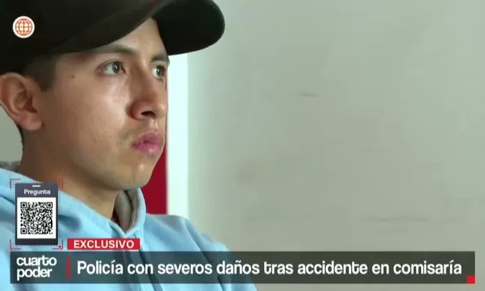 Cuarto_Poder's tweet card. El suboficial PNP Roger Quispe sufrió daño cerebral severo tras caer mientras limpiaba una ventana. La orden violaba el reglamento policial