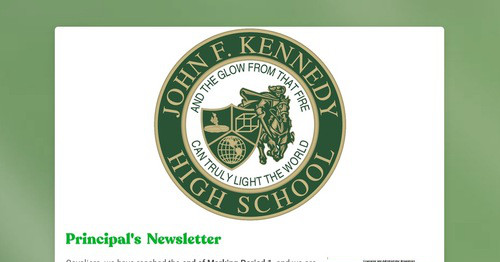 Principal_JFK's tweet card. Principal's Newsletter
