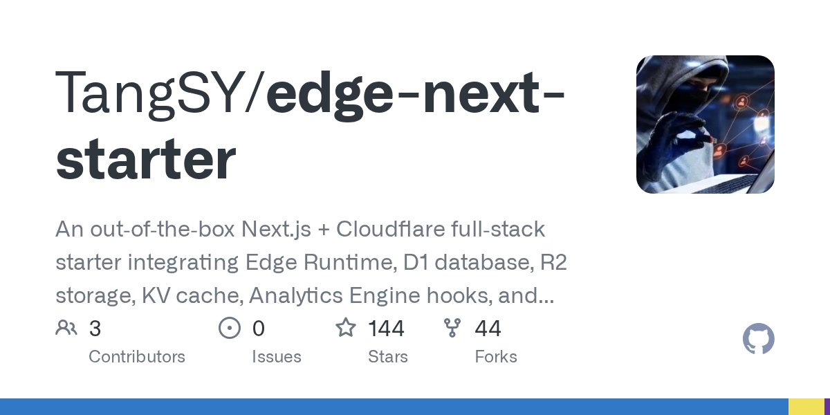 ilovek8s's tweet card. An out‑of‑the‑box Next.js + Cloudflare full‑stack starter integrating Edge Runtime, D1 database, R2 storage, KV cache, Analytics Engine hooks, and a complete CI/CD pipeline.一个开箱即用的 Next.js + Cloudf...