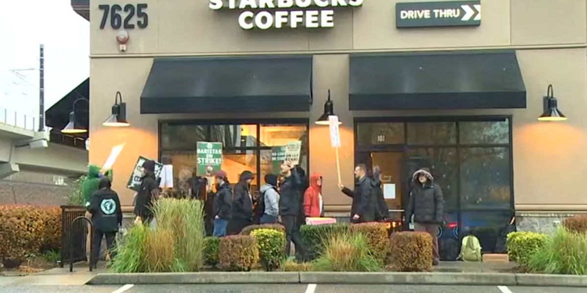 RepDexterOR's tweet card. Workers at five Portland Starbucks locations are on strike, part of 65 U.S. stores where staff are protesting a lack of progress in labor negotiations with the company.