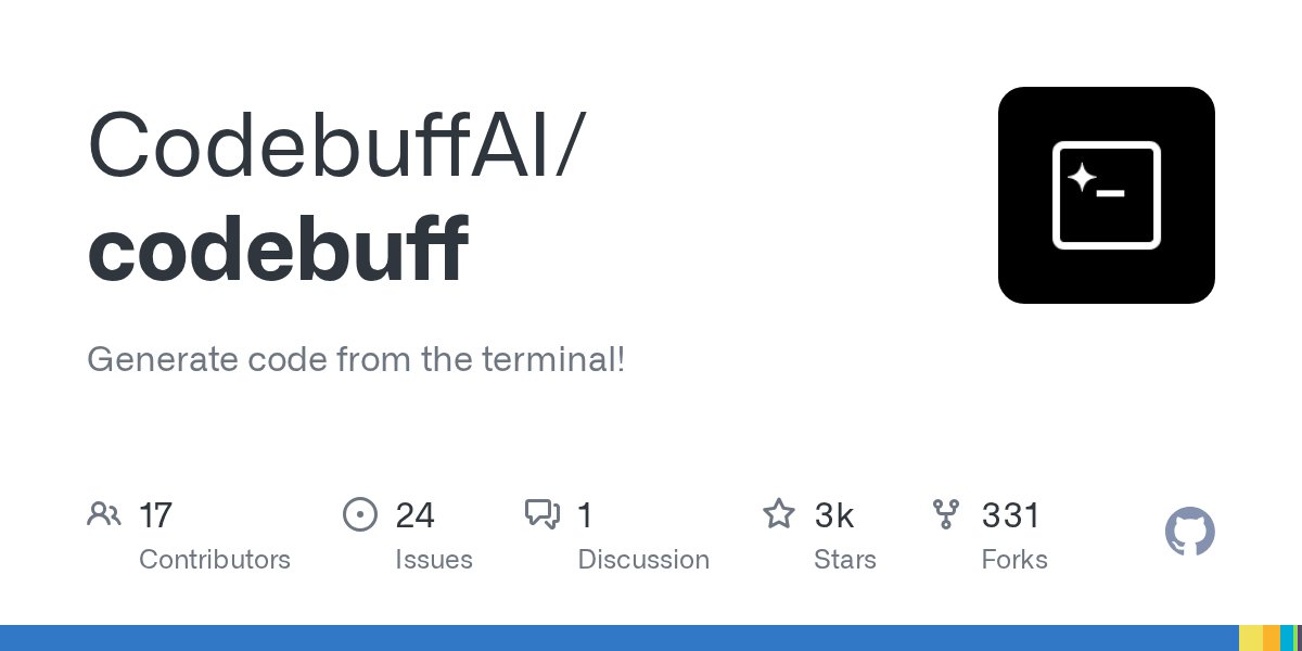 github_trends's tweet card. Generate code from the terminal! Contribute to CodebuffAI/codebuff development by creating an account on GitHub.