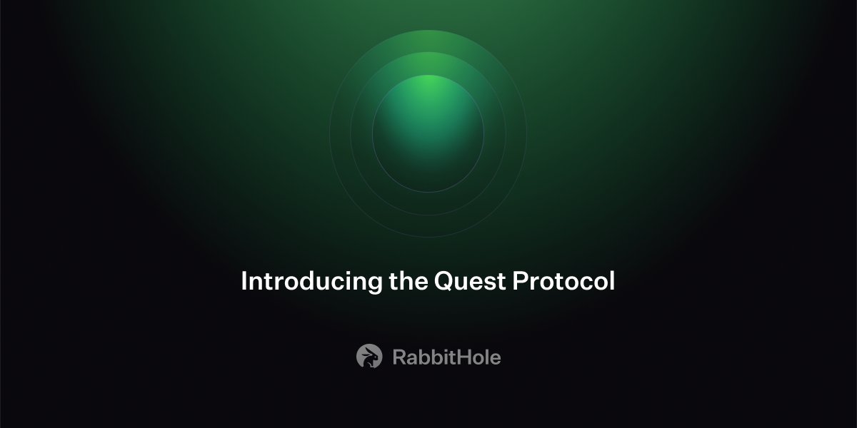 rabbithole_gg's tweet card. We are thrilled to announce details about RabbitHole's Quest Protocol, part of the all-new RabbitHole V2 experience coming soon. 