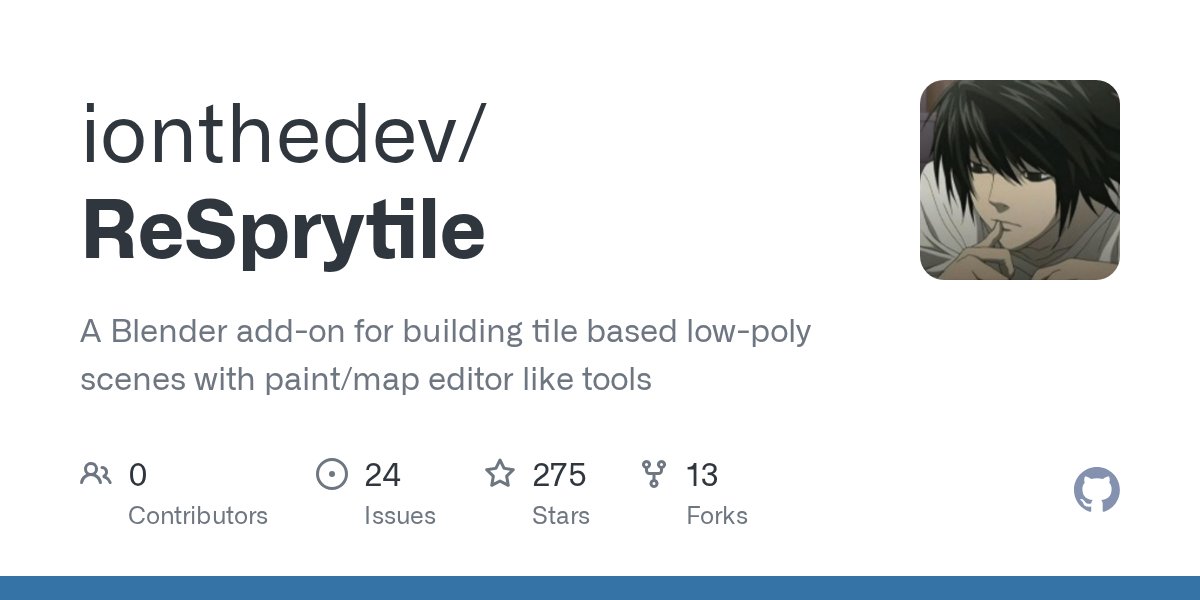 ionthedev's tweet card. A Blender add-on for building tile based low-poly scenes with paint/map editor like tools - ionthedev/ReSprytile
