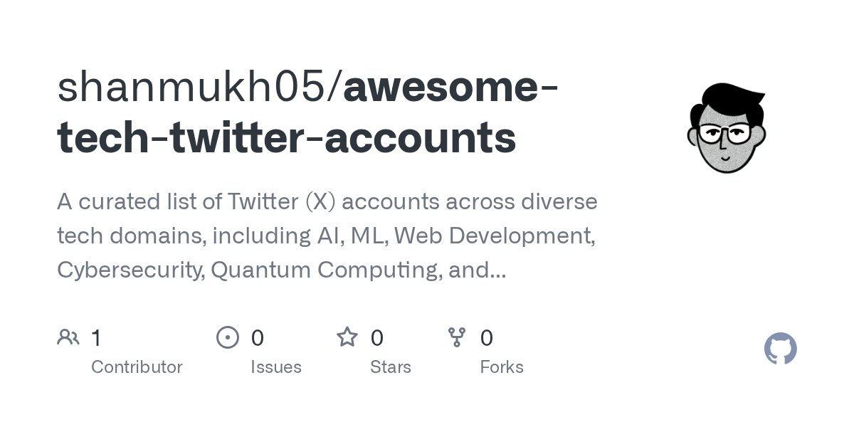tensorfiend's tweet card. A curated list of Twitter (X) accounts across diverse tech domains, including AI, ML, Web Development, Cybersecurity, Quantum Computing, and more. Discover leaders, researchers, labs and innovators...