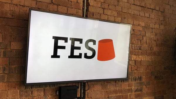 FrontEndSheff's tweet card. **NEW (sort of) VENUE ALERT!**: We're back at SHU and we're once again in Room 12.4.12 at the **Charles Street Building**, Sheffield Hallam University, 120 Charles St, Shef