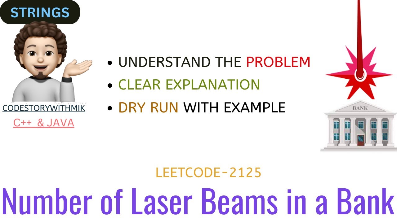 CSwithMIK's tweet card. Number of Laser Beams in a Bank | Clear Explanation | Dry Run |...