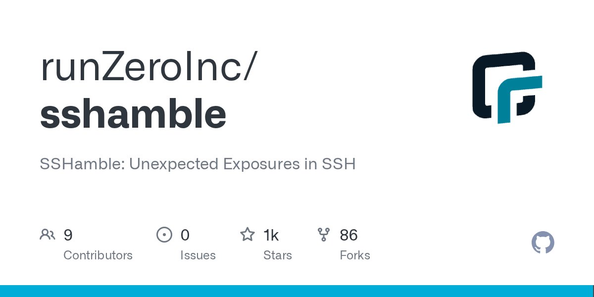 tkumarcloud's tweet card. SSHamble: Unexpected Exposures in SSH. Contribute to runZeroInc/sshamble development by creating an account on GitHub.