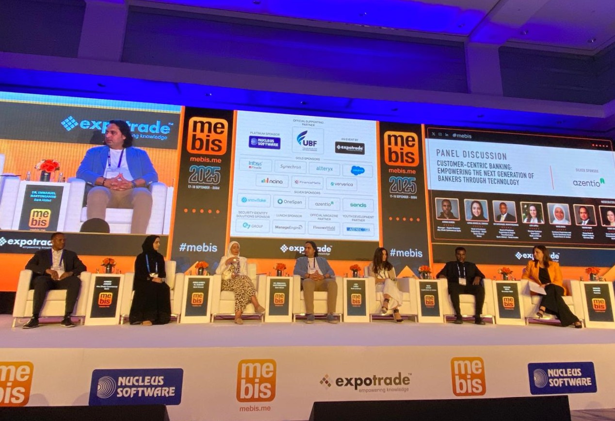 FinTechBoostUP's tweet card. The first day of the 16th Annual Middle East Banking Innovation Summit (MEBIS 2025) concluded today at the Jumeirah Emirates Towers, bringing together