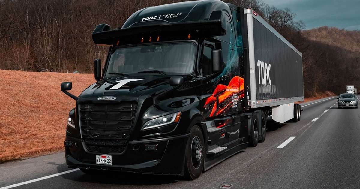 TransportTopics's tweet card. Torc Robotics began testing its autonomous trucks on what is expected to be the Daimler Truck subsidiary’s first driverless freight lane between Laredo and Dallas, the parent company said.