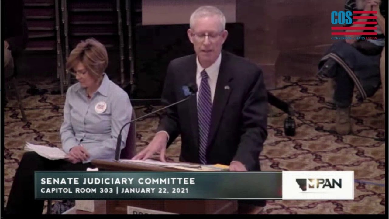 COSProject's tweet card. Opening Statement for Convention of States Montana Hearing - Sen. Tom...