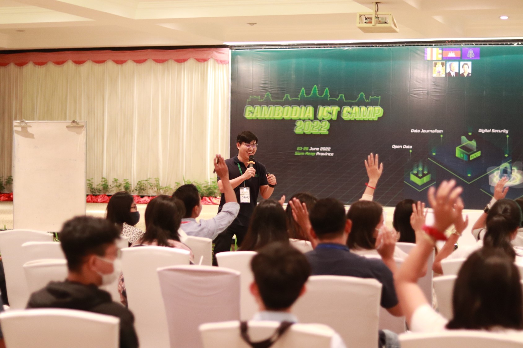 CambodiaICTCamp's tweet card. Another successful day of Camp wrapped up in the Angkor Archaeological Park | Cambodia ICT Camp